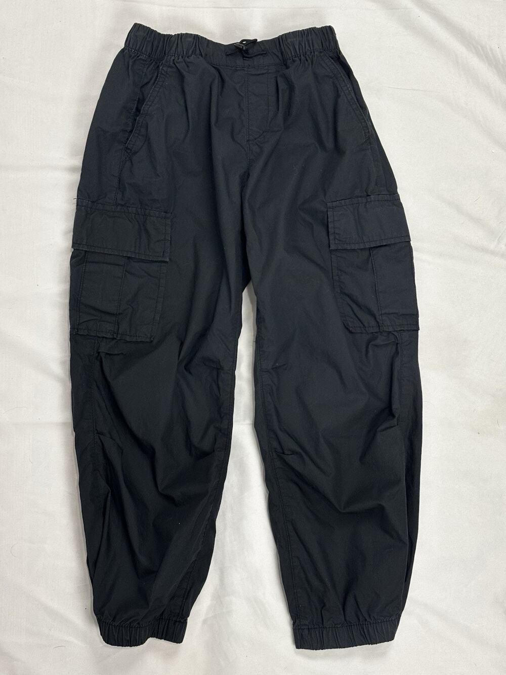 Gap Black Cargo Pants Boys Lined Size Medium 8 Elastic Waist with Drawstring